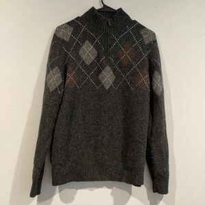 Black Brown 1826 100% Merino Wool Quarter Zip Sweater - Size Large